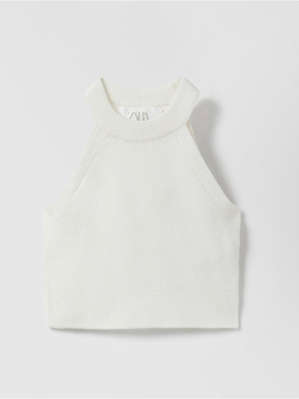 Zara Cream kids  Ribbed Halter Knit Crop Top